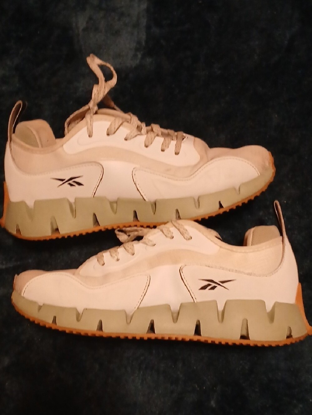 Reebok Women’s Cream and Olive Low-Top Sneakers